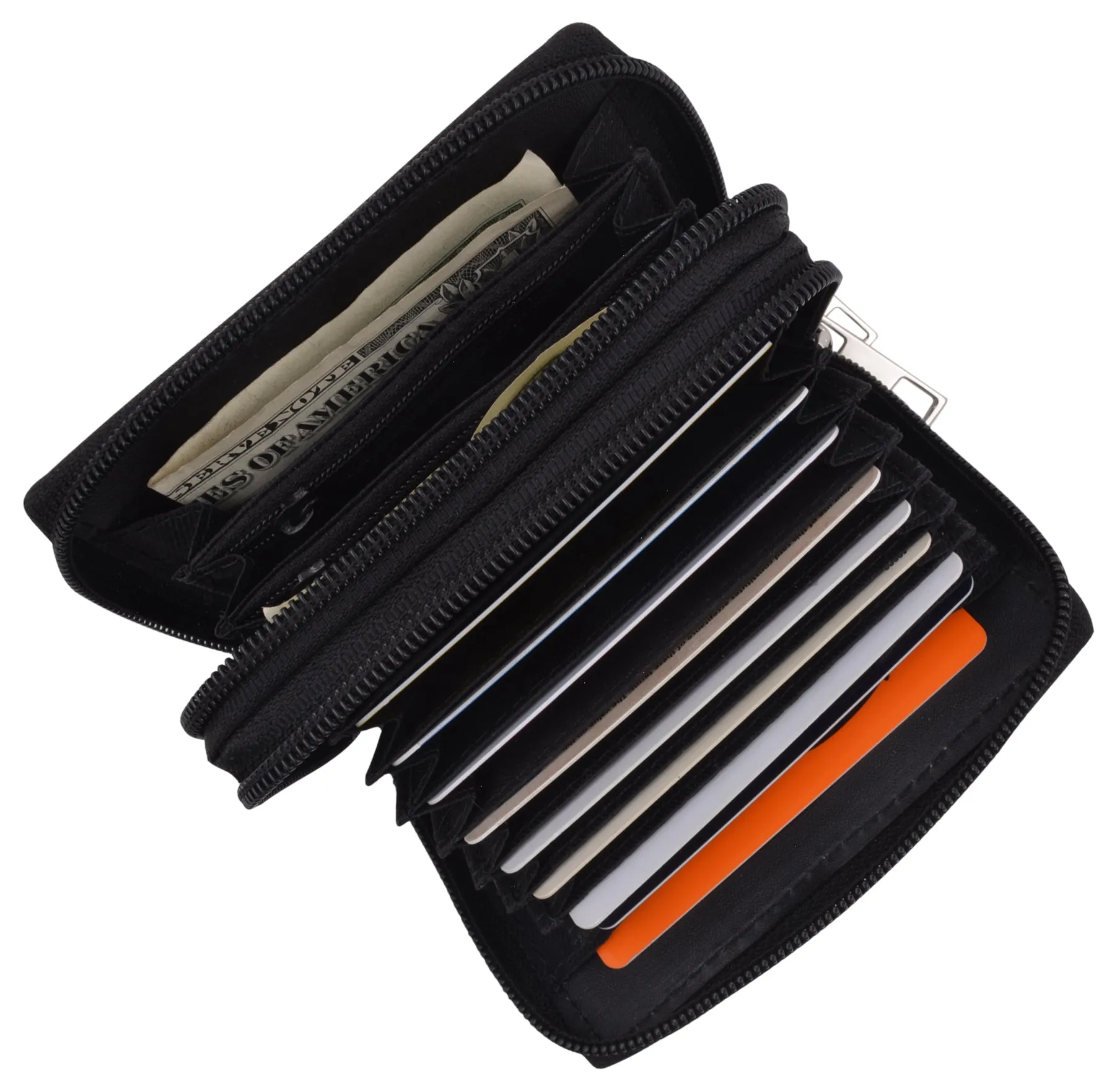 Accordion Wallet RFID Leather Card Wallet for Women Credit Card Holder