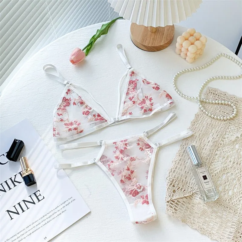 Bridal Lingerie Set White Pink